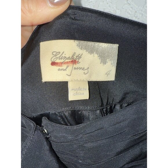 Elizabeth And James 100% Silk Shorts Black Dress Shorts Pleated Cuff Size 4 1B - Picture 4 of 10
